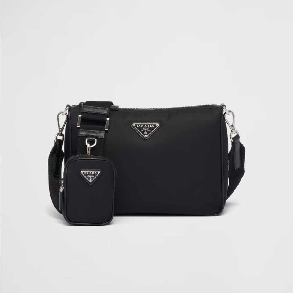 Authentic Prada Black Re-Nylon and Saffiano leather shoulder bag - Picture 2 of 11